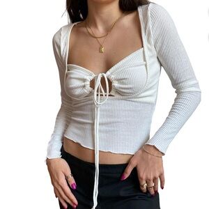 Rumored Women Hollow-Out Halter-Neck Long-Sleeve top